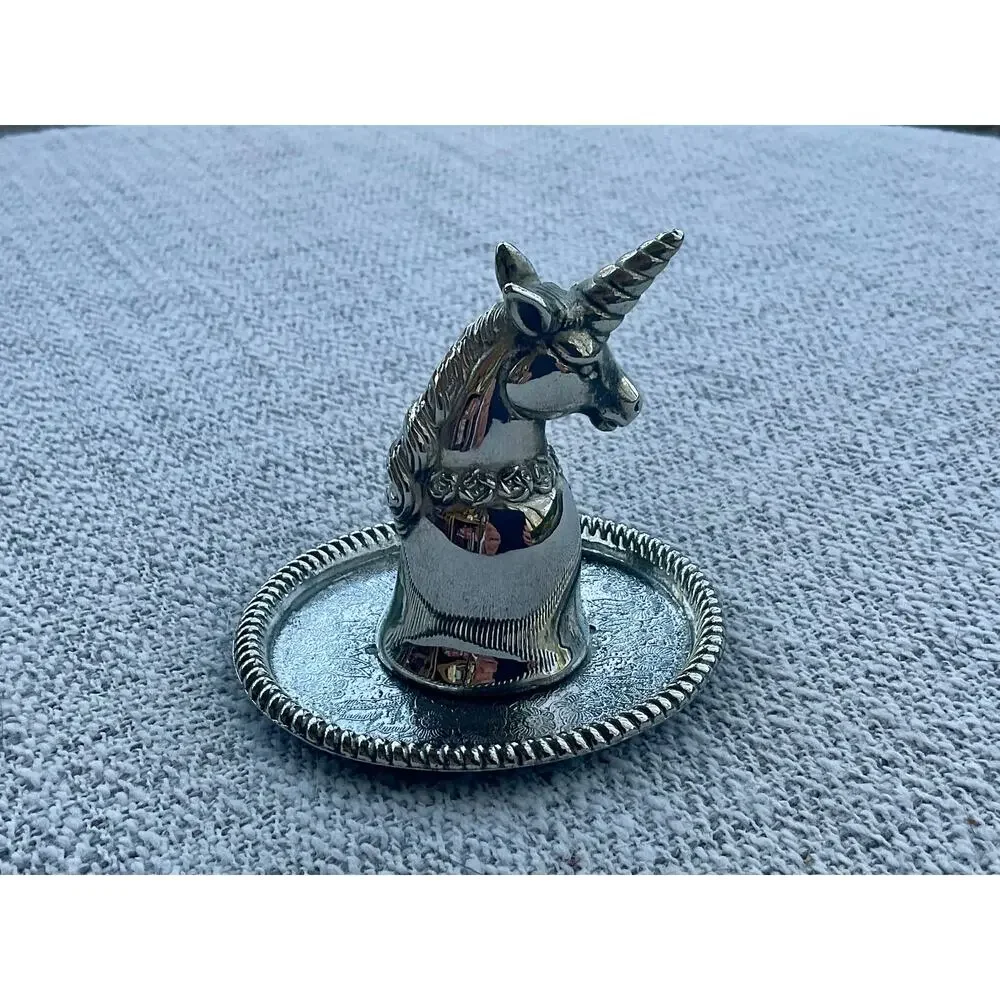 Vintage unicorn ring holder / trinket dish 1970s